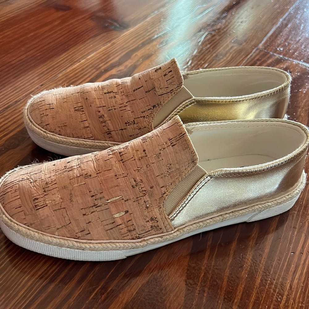 Jack Rogers Gold and Cork Tucker Slide On size 8